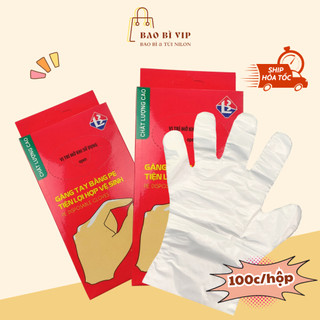 Găng tay nilon dùng 1 lần, hộp 100 chiếc bao tay nilong tiện lợi hợp vệ sinh, găng tay thực phẩm