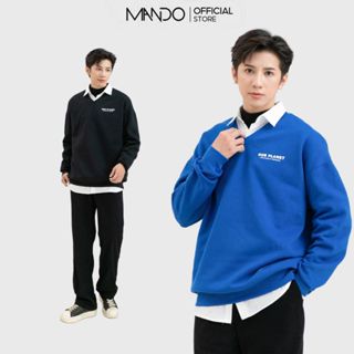 Áo Sweater Nỉ Nam Cổ Tim MANDO Chất Liệu Nỉ Cào Cotton Mềm Mịn Form Rộng Phong Cách Hàn Quốc - SWT007