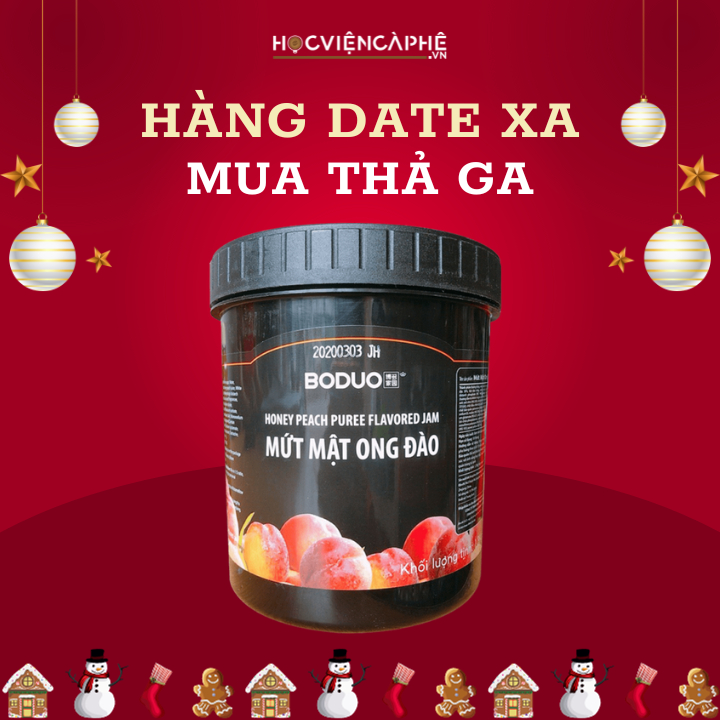 Mứt đào Boduo hũ 1,3kg sốt pha chế đồ uống