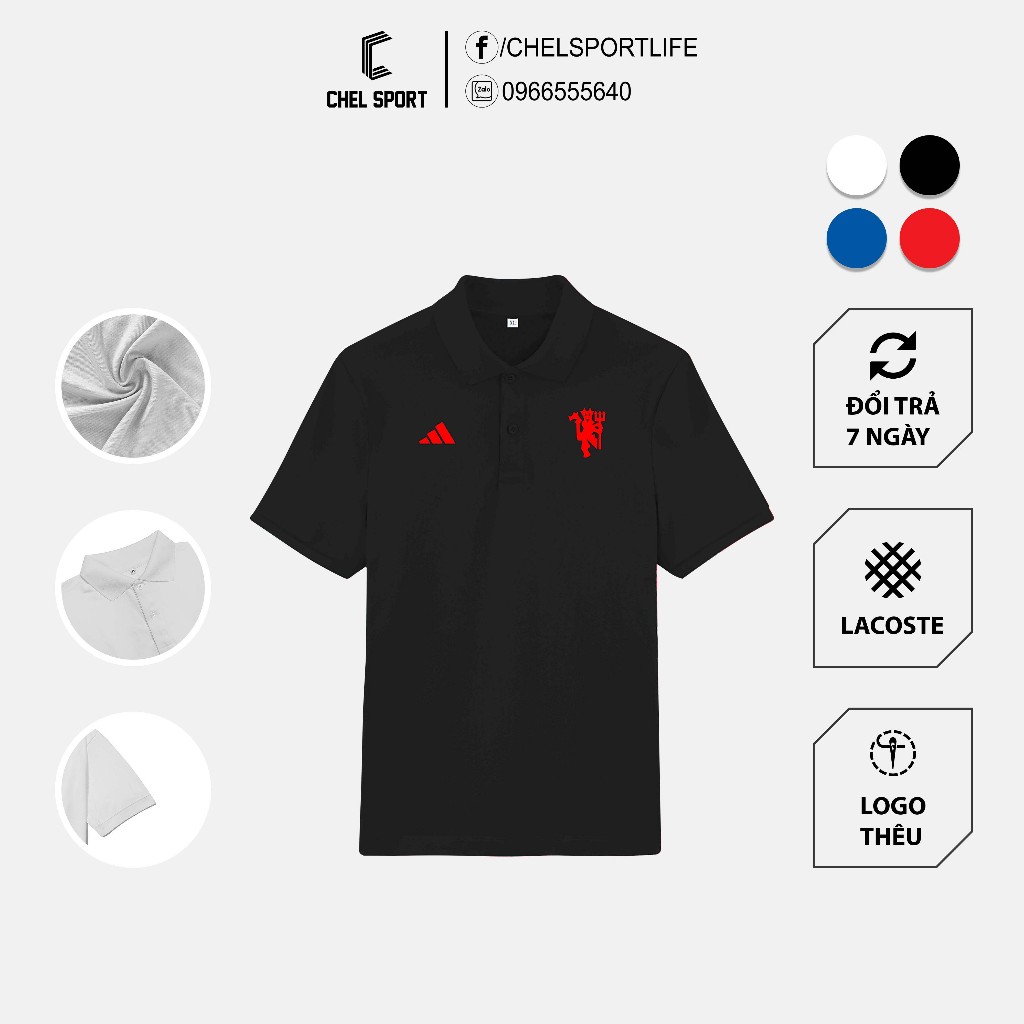 Áo polo logo thêu Man United Red Devil 2023/24 cao cấp