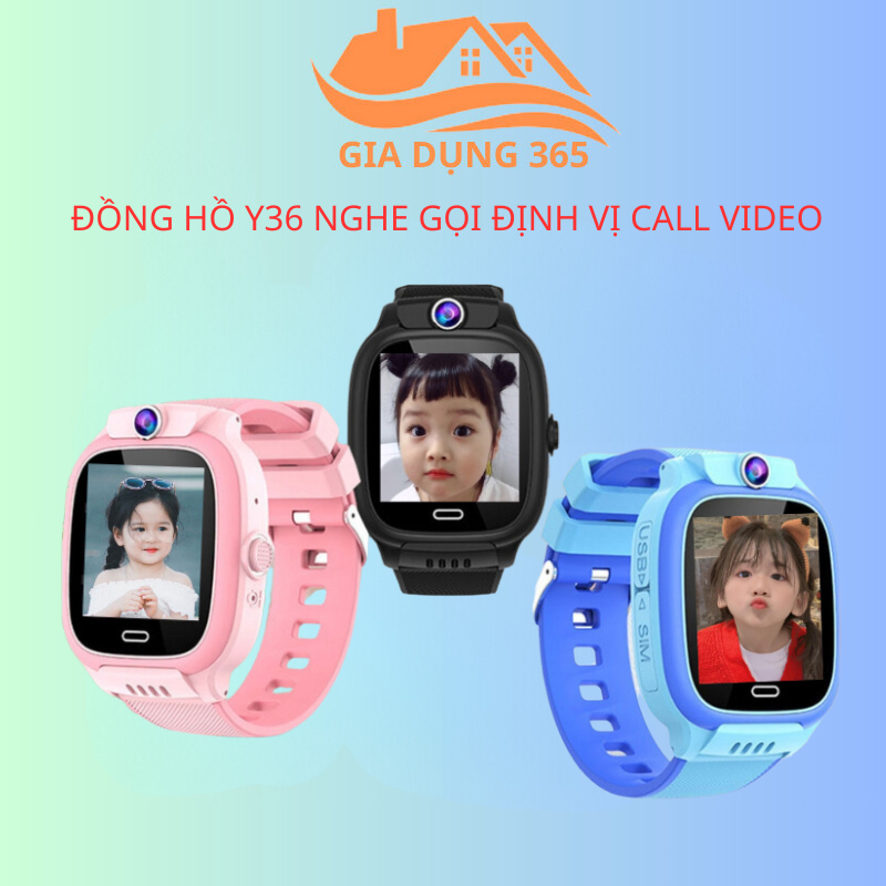 (GỌI VIDEO) Đồng Hồ Định vị Trẻ Em Y36 (bản 2023), Nghe Gọi Video 4G, Định Vị, chống nước IP67