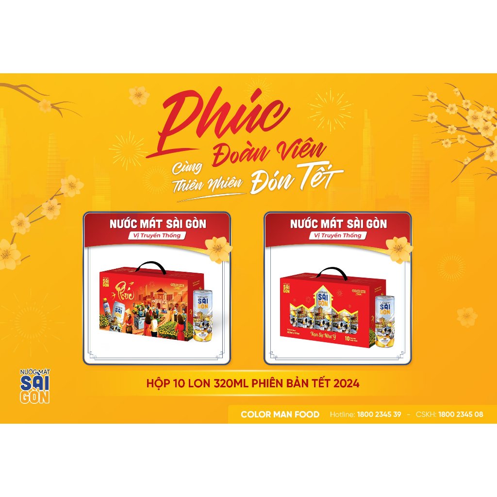 Hộp 10 lon Nước Mát Sài Gòn - phiên bản Tết 2024
