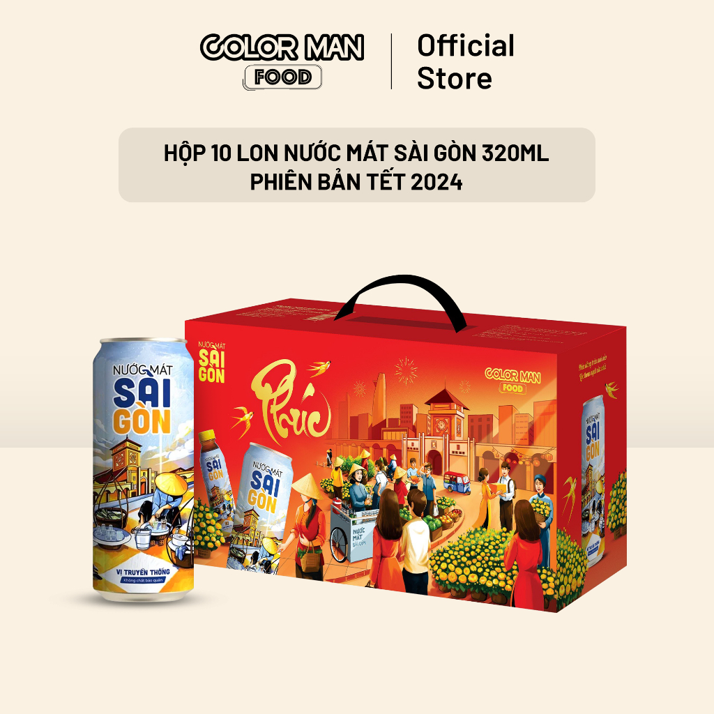 Hộp 10 lon Nước Mát Sài Gòn - phiên bản Tết 2024