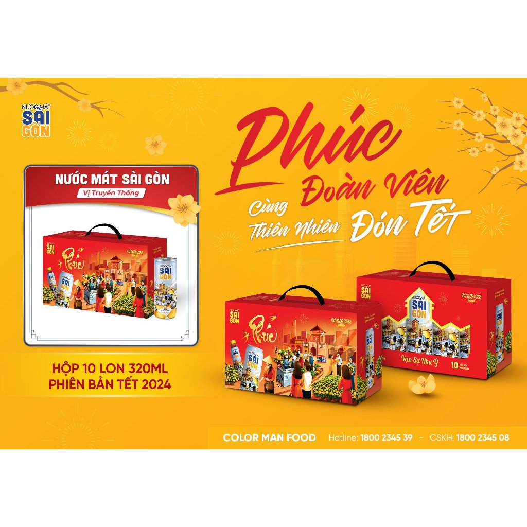 Hộp 10 lon Nước Mát Sài Gòn - phiên bản Tết 2024
