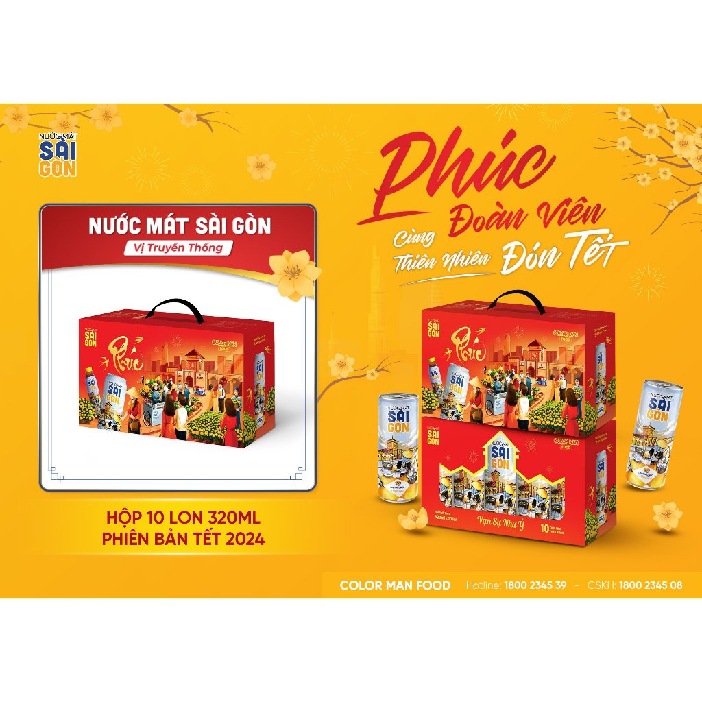 Hộp 10 lon Nước Mát Sài Gòn - phiên bản Tết 2024