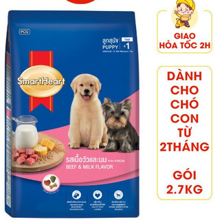 [ 2,7kg ] THỨC ĂN HẠT CHO CHÓ CON SMARTHEART PUPPY vị bò và sữa
