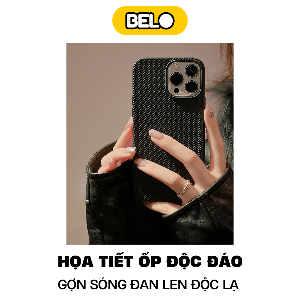 Ốp lưng iphone họa tiết đan, chống sốc cho ip 6/7plus/8/8plus/x/xr/xs/11/12/13/ pro/max– Belo