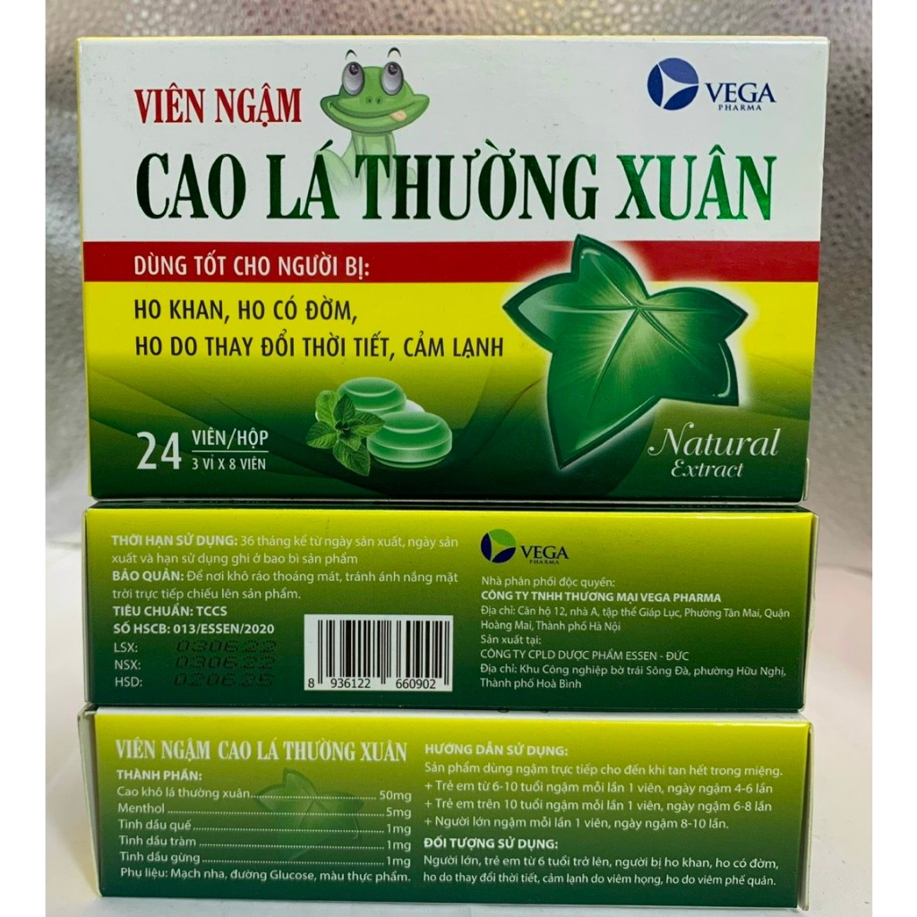 Viên Ngậm cao lá thường xuân Prozopan Mật ong Chanh Đào giảm ho, giảm đau rát cổ họng, bị khản tiếng