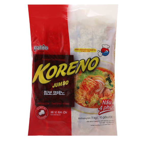 Mì Koreno Jumbo Hàn Quốc 1kg  các vị, mì sợi dai, mì xào, mì trộn, mì ăn lẩu