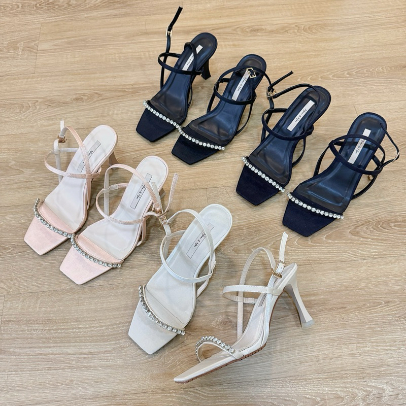 Sandal cao gót 9f đính đá