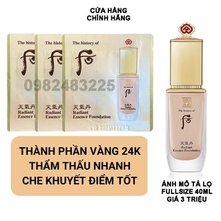 1 gói sample dùng thử Kem Nền Whoo Tái Sinh Che Khuyết Điểm Whoo Radiant Essence Foundation