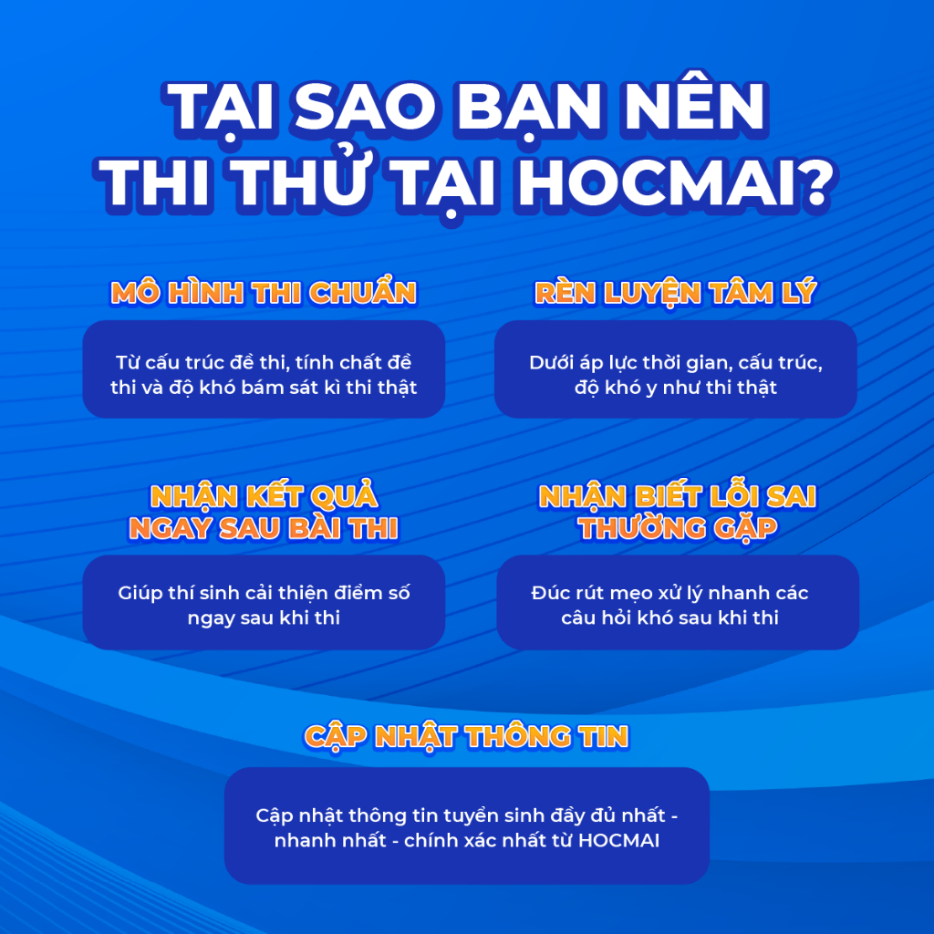 Thi thử online - Đánh giá năng lực ĐHQG TPHCM - VNUHCM - Gói 1,3,5 đề - Toàn quốc - HOCMAI [Evoucher]