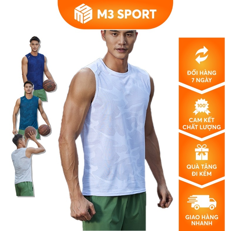 Áo Ba Lỗ Chạy Bộ Nam Áo Singlet Chạy Marathon Leo Núi Dã Ngoại Áo Tank Tập Luyện Thể Thao Thoáng Khí M3 Sport 61155