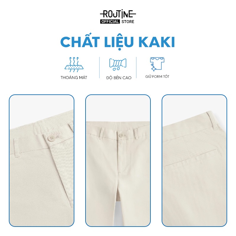 [Mã FADEP2212 giảm 10k đơn từ 99k] Quần Short Kaki Nam Túi Xéo Phối Chỉ Form Straight - Routine 10S23PSH003