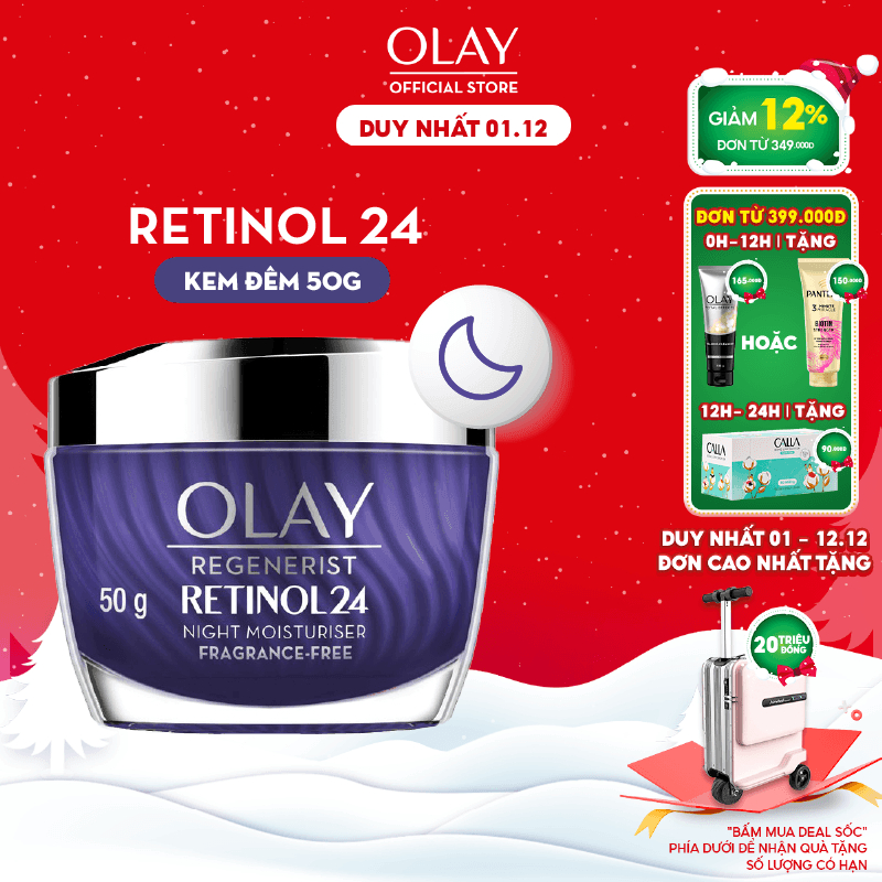 Kem Dưỡng Ẩm Ban Đêm Thúc Đẩy Tái Tạo Da & Mờ Nếp Nhăn OLAY REGENERIST Chiết Xuất RETINOL24 50G