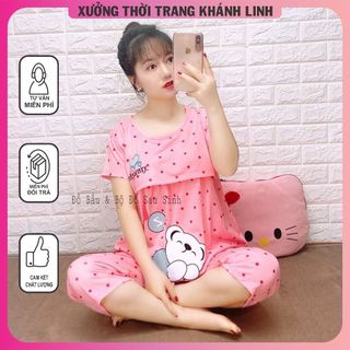 Bộ bầu - bộ sau sinh - ( bầu lửng Gấu Ngủ ) chất liệu cotton - kiểu mới thời trang