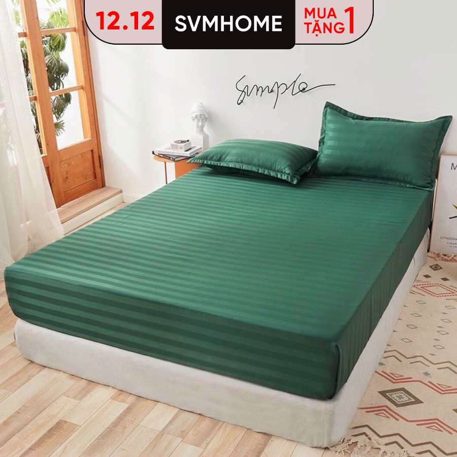 Bộ ga gối Cotton 3 món họa tiết sọc ngang, chất liệu cotton 3F bóng mịn, thoáng mát, ga giường bo chun đủ size tiêu chuẩ