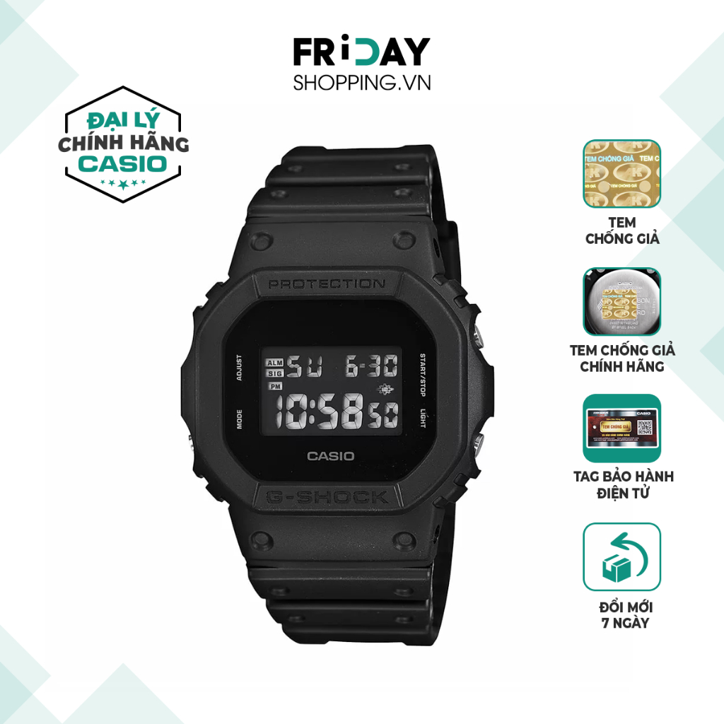 Đồng hồ G-SHOCK nam DW-5600BB-1DR dây cao su chính hãng