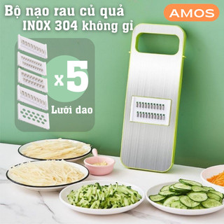 Bộ nạo rau củ quả 5 lưỡi dao, INOX 304 không gỉ, Đồ bào rau củ đa năng cao cấp đa năng tiện dụng nhà bếp thế hệ mới