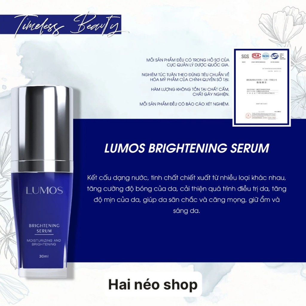 Tinh chất tr! nám, đồi mồi, tàn nhan chứa Tranexamic Acid, Glutathione & Niacinamide LUMOS Brightening