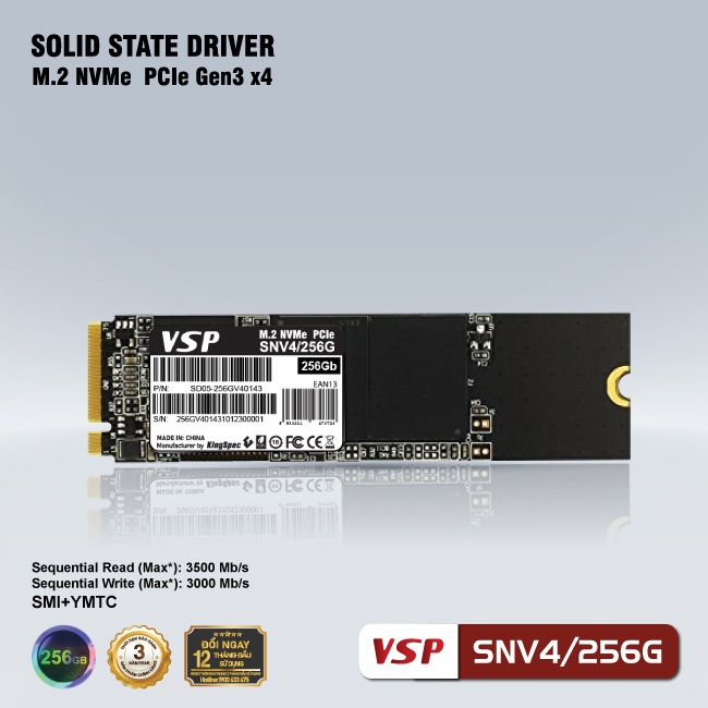 Ổ cứng SSD VSP 256GB NVMe M.2 PCIe SNV4 BH 36 Tháng Chính Hãng