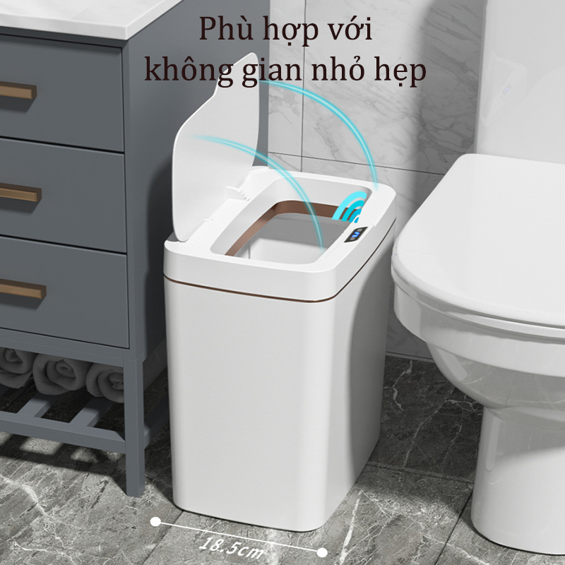 Thùng Rác Thông Minh Cảm Ứng Đóng Mở Tự Động Không Gây Ồn Thiết Kế Kín Không Gây Mùi Dung Tích 15L Nắp Rộng Tiện Lợi