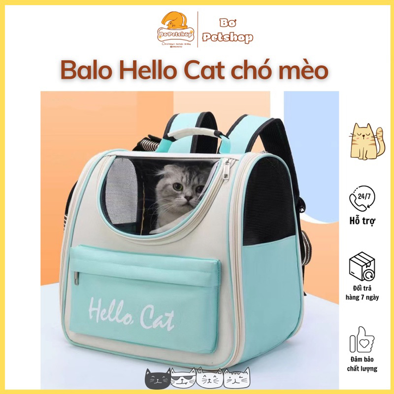Balo mèo hello cat vận chuyển chó mèo nắp trong suốt - Bơ Petshop