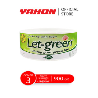 Combo 3 giấy vệ sinh cuộn 10*20cm let-green, 900gr/cuộn