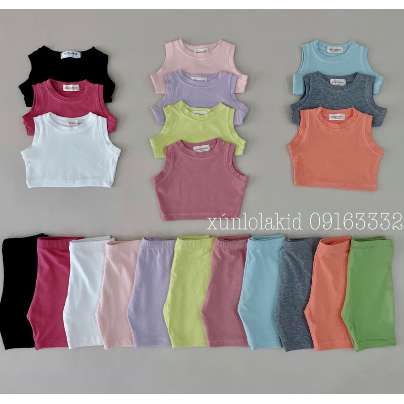 Áo crotop sát nách cho bé, chất liệu cotton 100%, mặc cùng quần legging ngố Xún lolakid