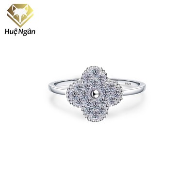 Nhẫn bạc Ý 925 Huệ Ngân - Cỏ Bốn Lá  May Mắn RYR140078 (Li tay nhỏ)