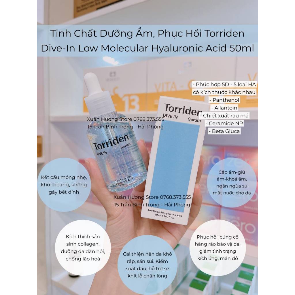 Tinh Chất Dưỡng Ẩm, Phục Hồi Torriden Dive-In Low Molecular Hyaluronic Acid 50ml