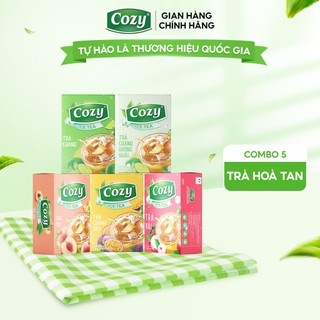 Combo mix 5 hộp trà hòa tan cozy trà đào, trà chanh, trà vải,trà chanh dây, chanh hương nhài thơm ngon giải khát