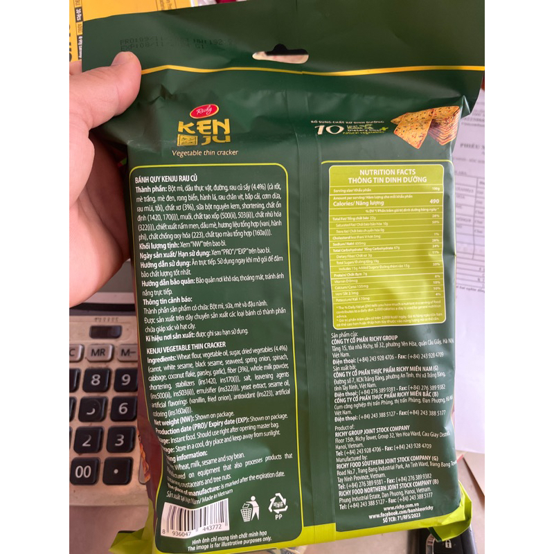 Bánh giòn kem dẻo Nougat hành, cà phê Kenju 186g