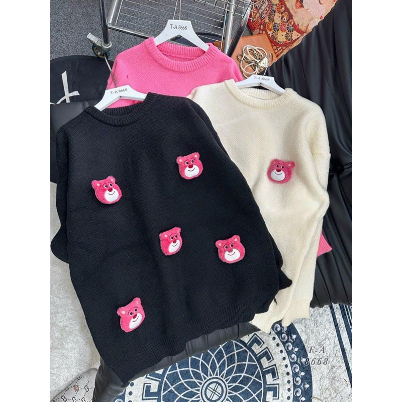 Áo len kín gấu lotso dâu ảnh thật nhiều màu