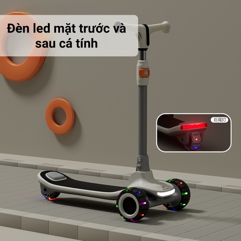 Xe trượt Scooter cho bé, xe chòi chân, bản cao cấp, chính hãng nội địa Trung, đèn Led, kết nối ĐT Bluetooth
