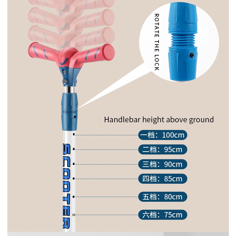 Xe trượt Scooter cho bé, xe chòi chân, bản cao cấp, chính hãng nội địa Trung, đèn Led, kết nối ĐT Bluetooth