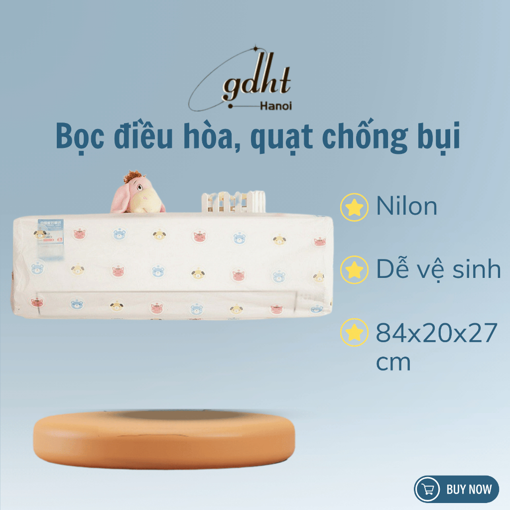 Bọc điều hòa chống bụi, túi bọc điều hòa, vỏ bọc điều hòa, máy lạnh, rèm điều hòa bằng vải nilon họa tiết - huytuan3010