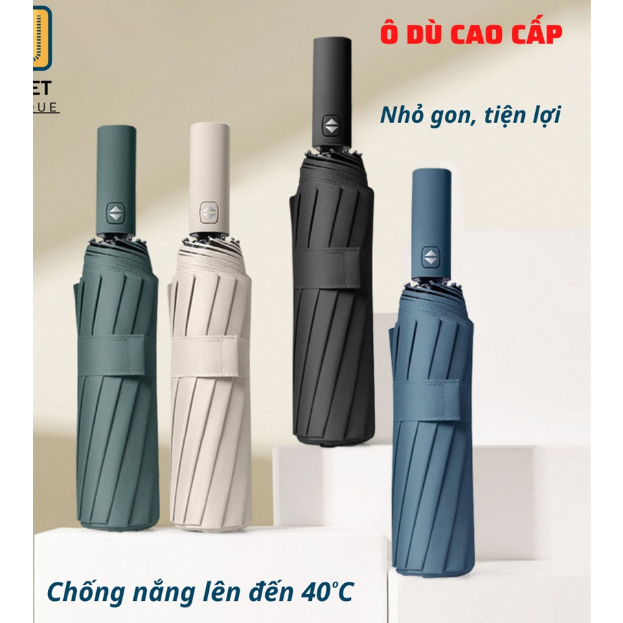 Ô dù che mưa đi nắng 10 nan mở tự động gấp nhỏ gọn cầm tay 2 chiều cỡ lớn