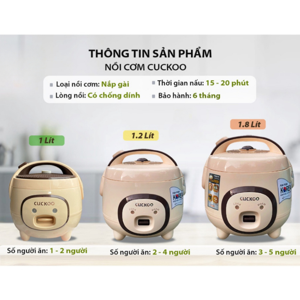 Nồi cơm điện Cuckoo, nồi cơm điện mini ALOKA dung tích 1,2L đến 1.8L phù hợp cho 1-3 người ăn, công suất 700W siêu tiện