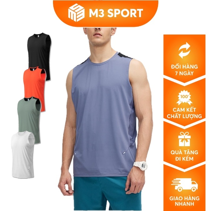 Áo Ba Lỗ Chạy Bộ Nam Áo Singlet Chạy Marathon Leo Núi Dã Ngoại Áo Tank Tập Luyện Thể Thao Thoáng Khí M3 Sport 16811