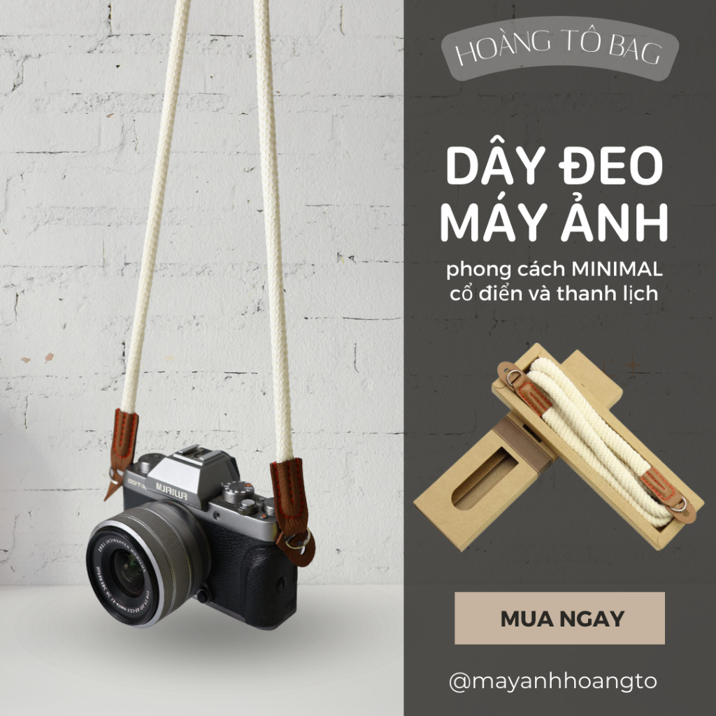 Dây đeo máy ảnh Cami bản tròn hiện đại và trẻ trung cao cấp - phụ kiện máy ảnh Hoàng Tô