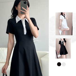 Váy Đầm Polo Tay Ngắn Madela Dáng Xèo Chữ A 100% Cotton Dày Dặn Cao Cấp, Đầm Polo Ngắn Tay