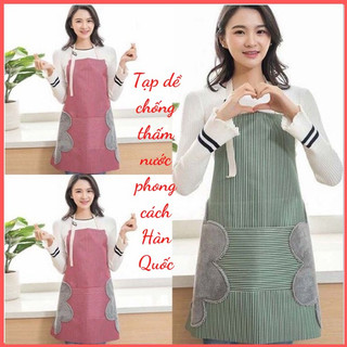 Tạp Dề Chống Thấm Nước/ Chống Thấm Dầu Cao Cấp Tiện Lợi Có Túi/ Kèm 2 Khăn Lau Bên Hông