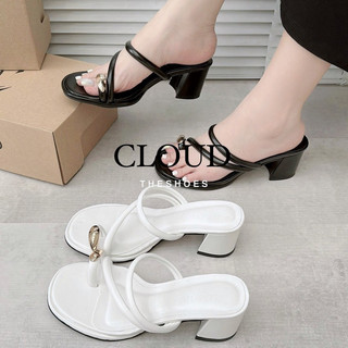 Giày cao gót 5cm quai xỏ đính khoen vàng