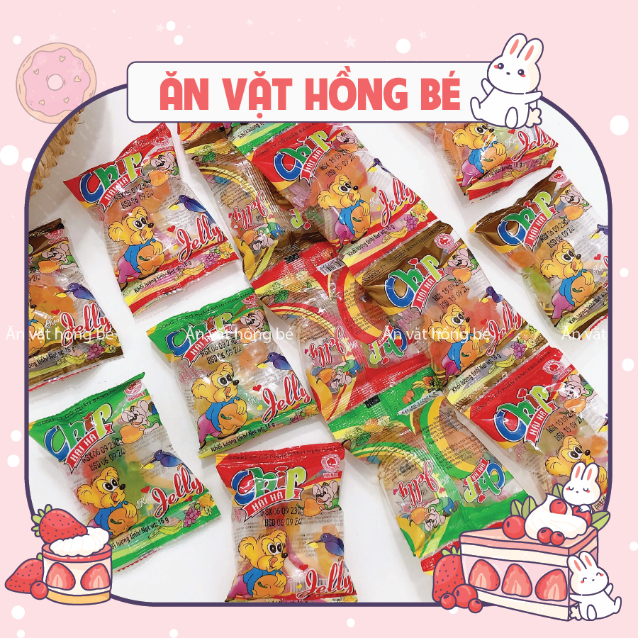 Dây 10 Gói ChipChip Jelly Hải Hà trái cây hỗn hợp, kẹo dẻo ChipChip, đồ ăn vặt tuổi thơ cổng trường