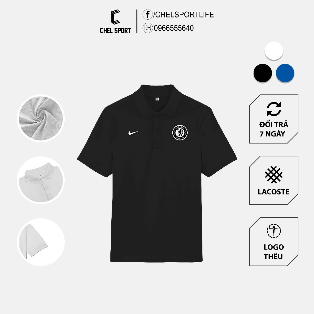 Áo polo logo thêu Chelsea 2rd 2023