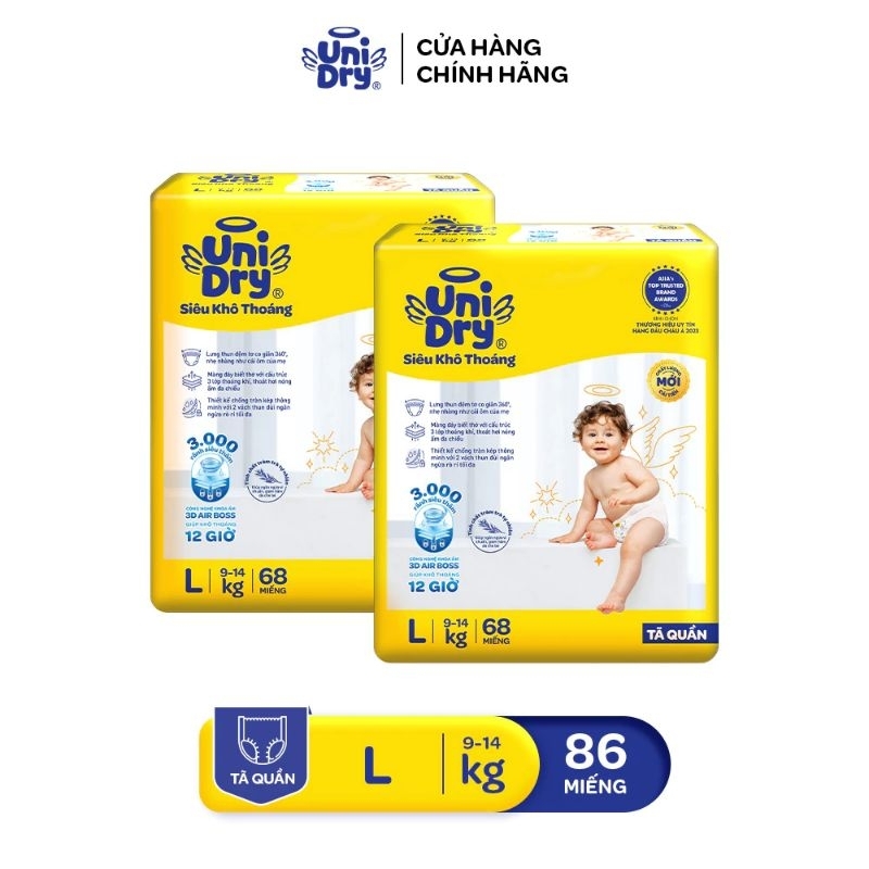 Combo 2 gói tã quần unidry M74/L68/XL62/XXL56