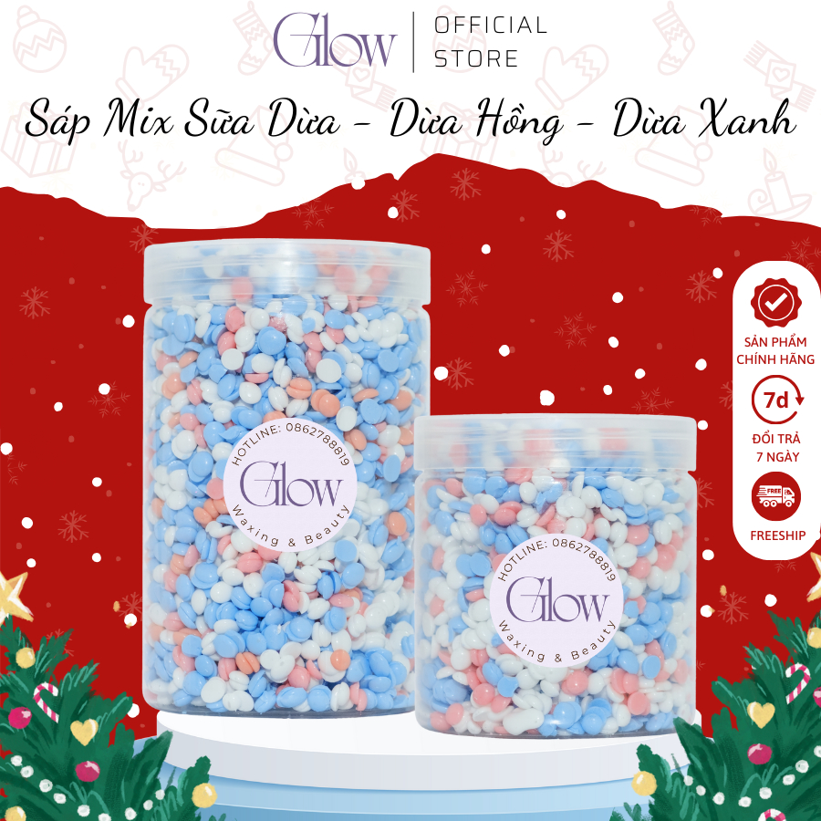 Sáp Wax Lông Mix Dòng Premium Sữa Dừa + Dừa Hồng + Dừa Xanh Siêu Bám Lông GLOW WAXING Mùi Thơm Nhẹ Nhàng