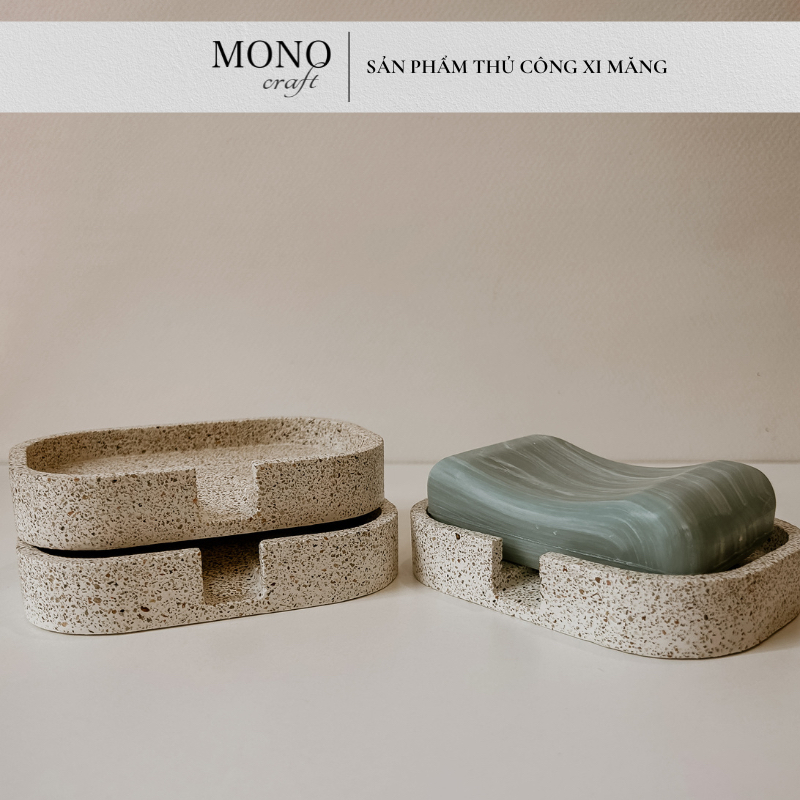 Khay Đựng Xà Bông Thủ Công Xi Măng Terrazzo Không Thấm Nước - Decor - Quà Tặng