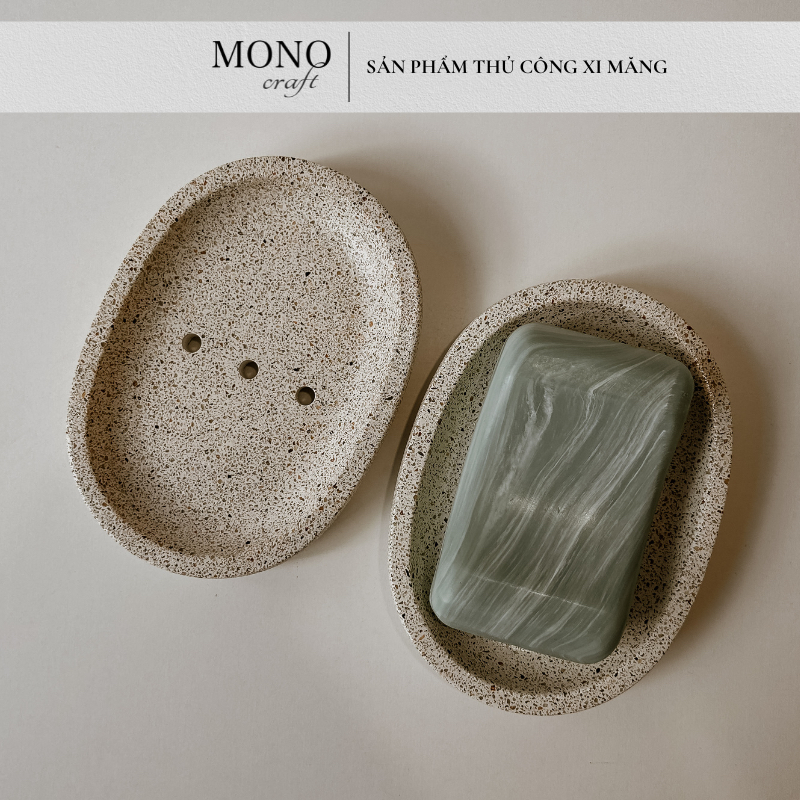 Khay Đựng Xà Bông Thủ Công Xi Măng Terrazzo Không Thấm Nước - Decor - Quà Tặng